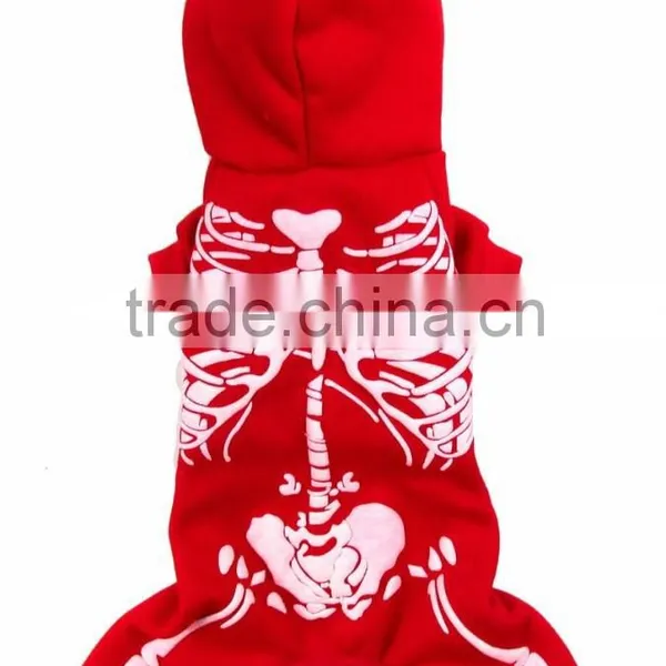 Wholesale Luminous Shock Dragon Spring Autumn Single Layer Skeleton Pattern Red Dog Clothes Pet Garment photo-3