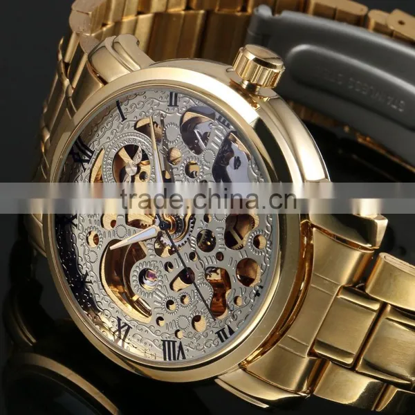 2016 Brand New Gold Watch Custom Logo Automatic Self Winding Wrist Watch for Men ZB007 photo-5