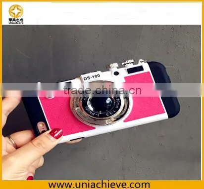 For IPhone 6S/6SPlus Fashion Design 3 in 1 Creative Silicone Camera Back Case Cover With Strap Pink photo-3