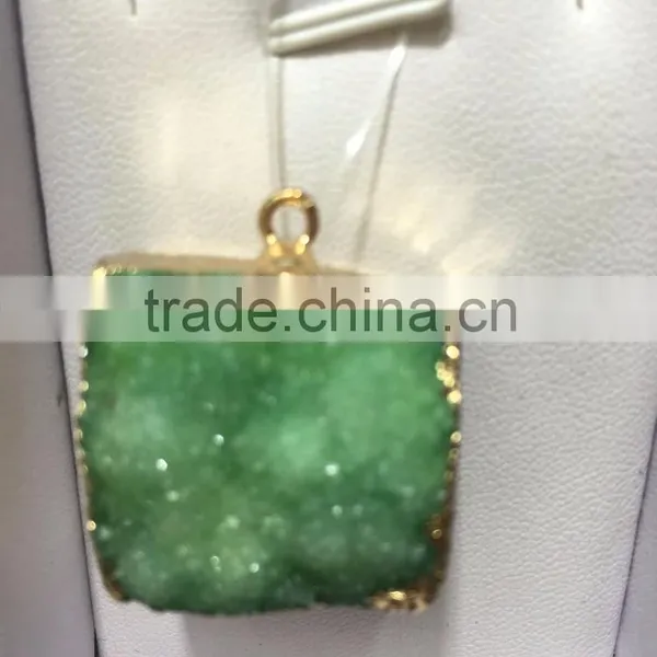 Druzy Quartz Natural Stone Irregular 18K Gold Plated Raw Stone Pendant Necklace For Women Quartz Necklace photo-5