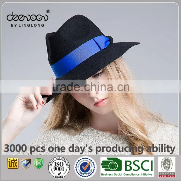 Custom Wide Brim Wool Felt Hat Wholesale Women Men Fedora Hat photo-2