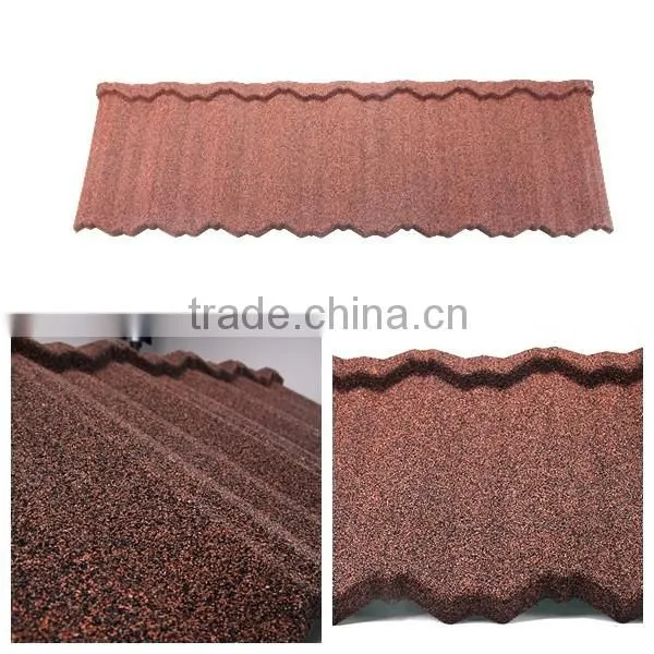 2015 Best Quality 0.4mm AL-Zinc Colorful Stone Coated Roof Tile Double Color photo-2