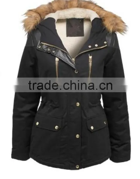 2015 New European French Women Jacket,padding Coat With Golden Zipper,patchwork Elbow Sleeve