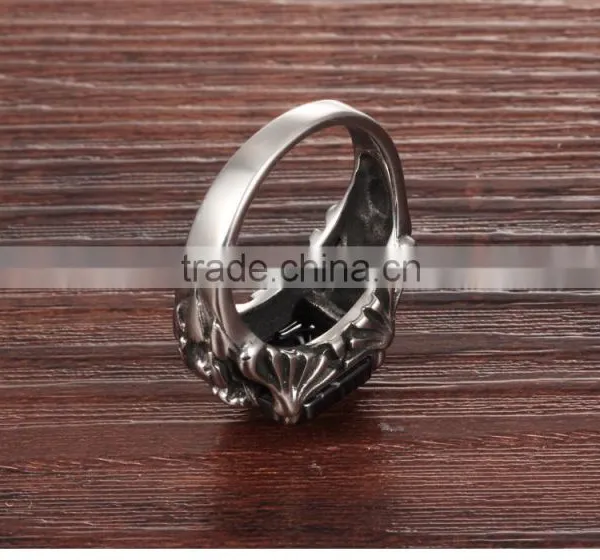 Costume Jewellry Wholesale Skull Engagement Ring for Women With Black Stone photo-4