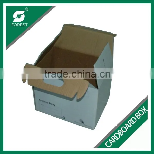 USED CARDBOARD STORAGE BOX FOLDABLE ARCHIVES BOXY WITH HANDLE CORRUGATED PACKING BOX FOR FILES photo-2