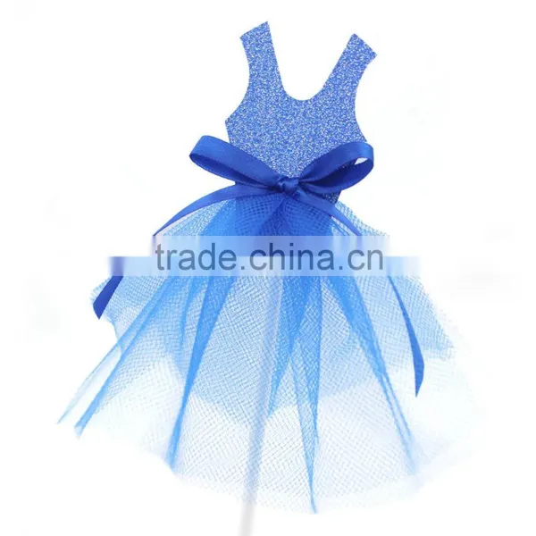 High Quality Cute Bule Girl Skirt With Bow and Grenading for Wedding Cake Toppers photo-2