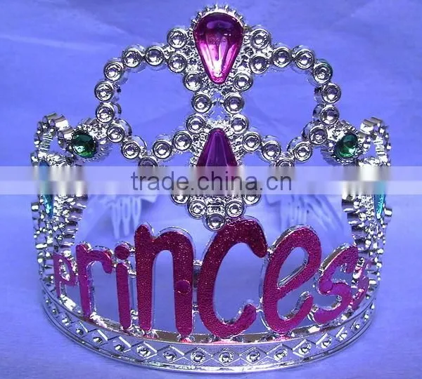 2016 Fashion Metallic Silver Beautiful Princess Plastic Tiara and Crown