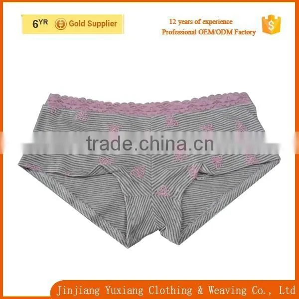 Wholesale Hot Cotton Stripe Lace Girl Embroidery Panty