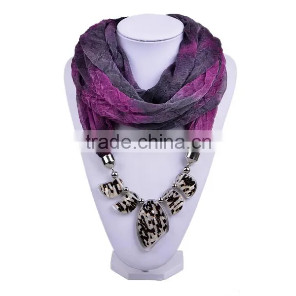 2016 New Trendy Cozy Noble Thin Silk Floss String 5 Flake Pattern Beads Scarf Women (SC150184) photo-3