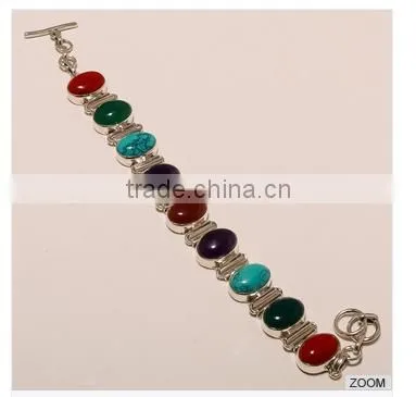 B0006-STERLING SILVER MULTI STONE BRACELET 29.31