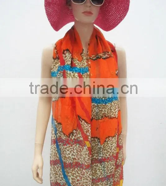 Leopard Pattern Scarf,100% Polyester Scarf,Long Size Scarf