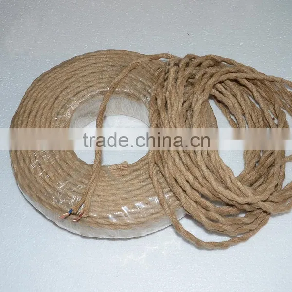 Twisted Flax 2 Core Electric Wire 0.75mm Rope Hemp Covered Pendant Wire photo-5