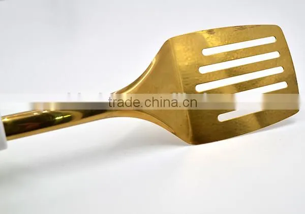 Nice Appearance China Manufacturer Gold Plating Stainless Steel Frying Slotted Turner photo-5