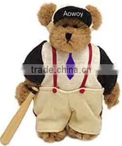 Logo Sports Teddy Bear With Baseball Bat Imprinted Plush Sports Teddy Bear With Baseball Bat Bandana T-shirt Ribbon Mascot Toys