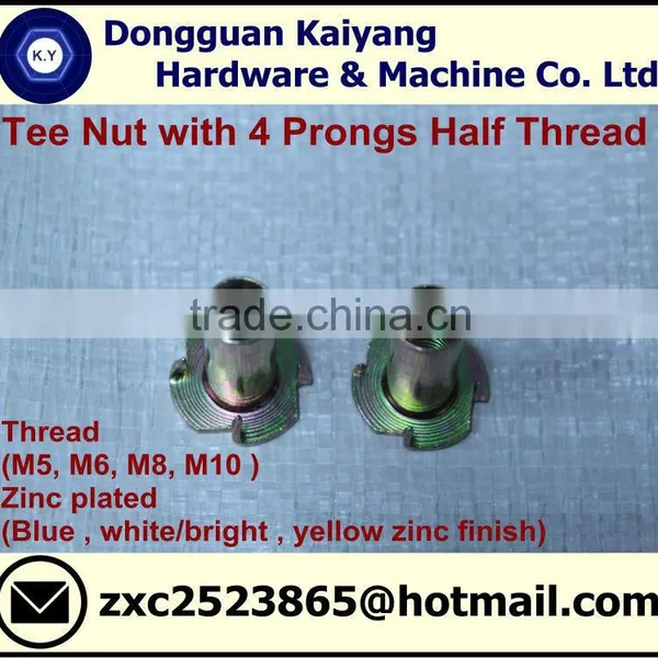 4 Prongs Tee Nut; T Nut (Half Threaded) for Furniture; M5, M6, M8, M10 photo-4