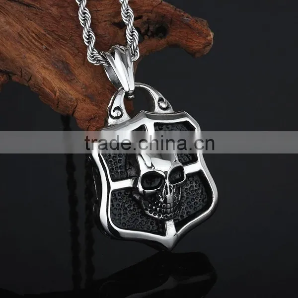 Stainless Steel Skull Shield Pendant Jewelry photo-3