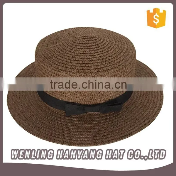 Stylish Flat Top Strawhat Ladies Hat Paper Hat Bow Lady Sun Hat Visor Cap photo-2