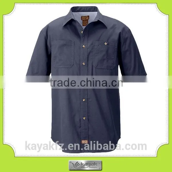 Custom Short Sleeve Cotton Grey Embroidered Women Work Shirt photo-2