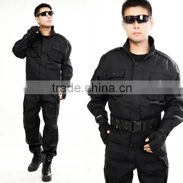 Cotton Polyester Ripstop Black Ukrainian Military Uniform Set photo-3