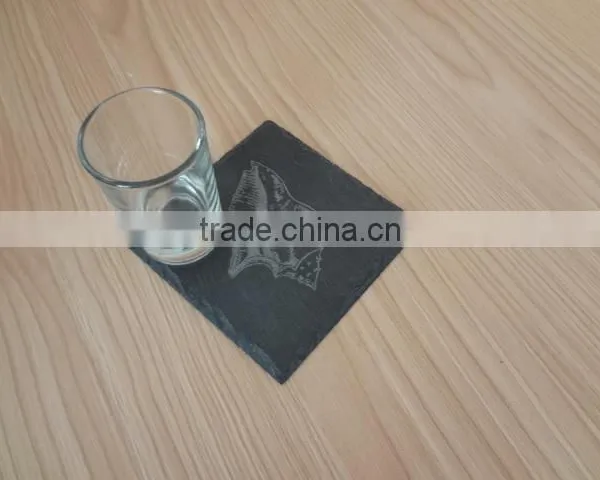 Natural Lazed Black Slate Coaster With Sea Shell Designs photo-4