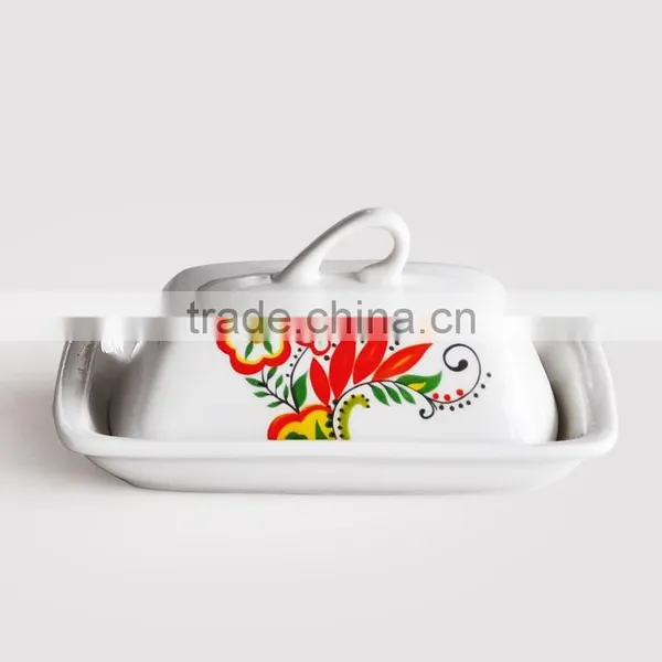 Ceramic Butter Dish With Decal Printing, Butter Dish With Decoration, Rooster photo-2