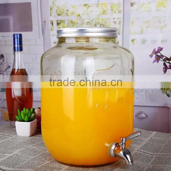 8L Yorkshire Embossed Beverage Juice Glass Bottle With Tap photo-2