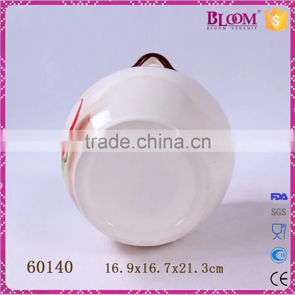Decal Apple Desgin Ceramic Pot With Lid and Two Handle photo-6