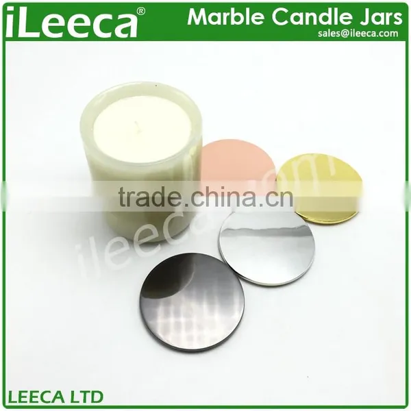 Nature Marble Stone Candle Jar With Various Colors Copper Lid photo-3