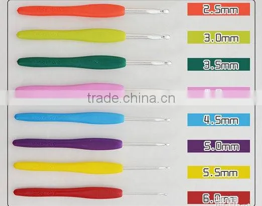 8pcs Colorful Soft Plastic Handle Aluminum Crochet Hooks Knitting Needles Set photo-2