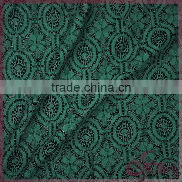 Dark Green Floral Design Vintage Warp Knitting Voile Latest Lace Fabrics for Dress