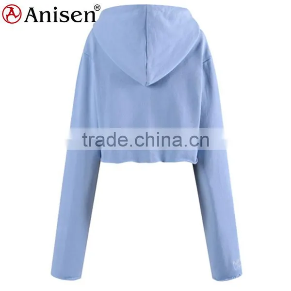 Oem Service Custom 100% Cotton Fleece Women Short Hoodies photo-2