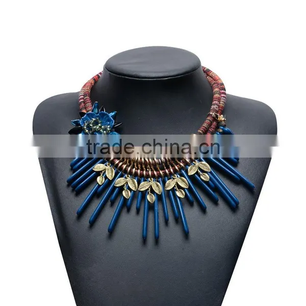Recommend New Necklace Vintage Ethinc the Exaggerated Flower Necklace Plate Geometric Hand-woven Resin Necklace photo-2