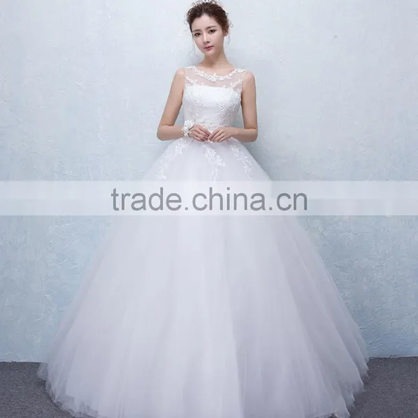 2016 Summer Sleeveless Lace Top Elegant Wedding Dress Sale