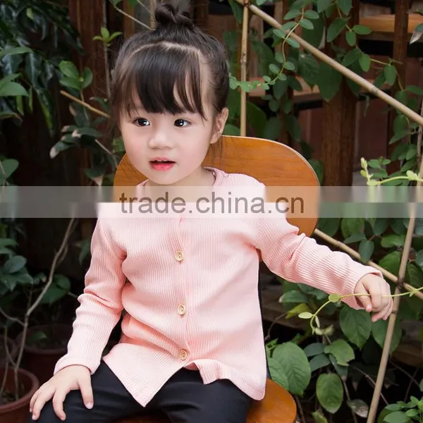 S33612W Children Cardigan Striped Pure Color Cardigan Sweater photo-3