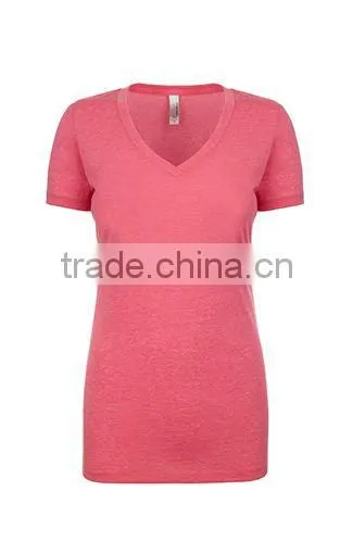 Next Level Apparel Ladies' Poly Cotton V-Neck Tee - Made From 65% Polyester and 35% Combed Cotton and Comes With Your Logo. photo-3