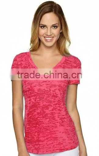Next Level Apparel Ladies' Burnout Crossover V-Neck Tee - Made From Pre-shrunk 65% Polyester and 35% Cotton Jersey. photo-2