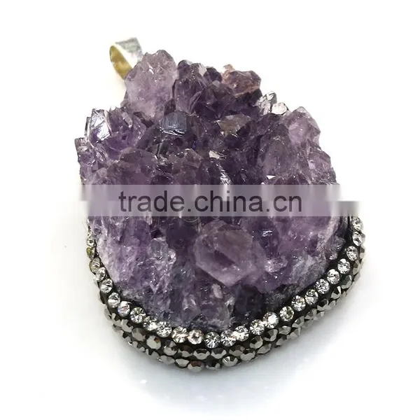 Best Selling Products Natural Quartz Nuggets Druzy Pendant photo-3