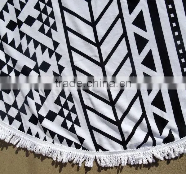 100% Cotton Reactive Screen Print Round Beach Towels photo-2