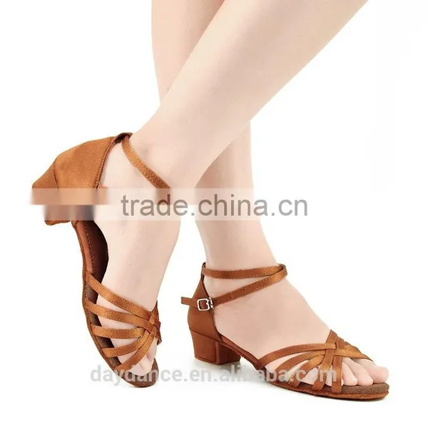 Girls Low Heel Colorful Satin Latin Ballroom Dance Shoes photo-5