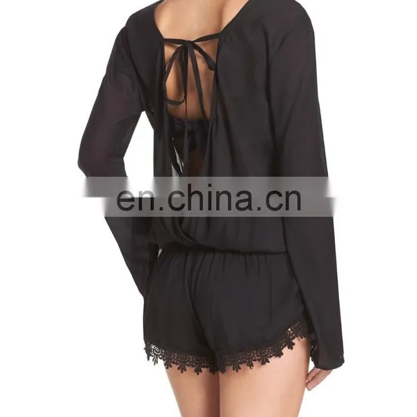 C38 Crochet Inset Cover-Up Beach Rompers photo-2