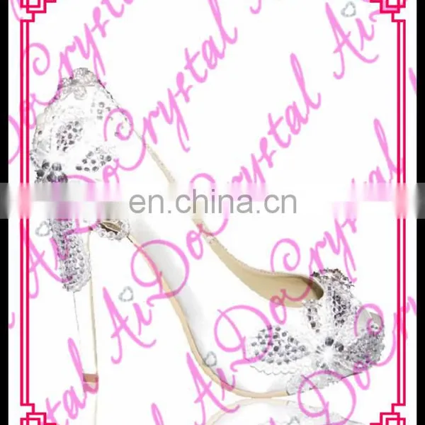 Aidocrystal High Quality Peep Toe Elegent Heel Bridal Shoes White Lace Wedding Shoes Manufacturer