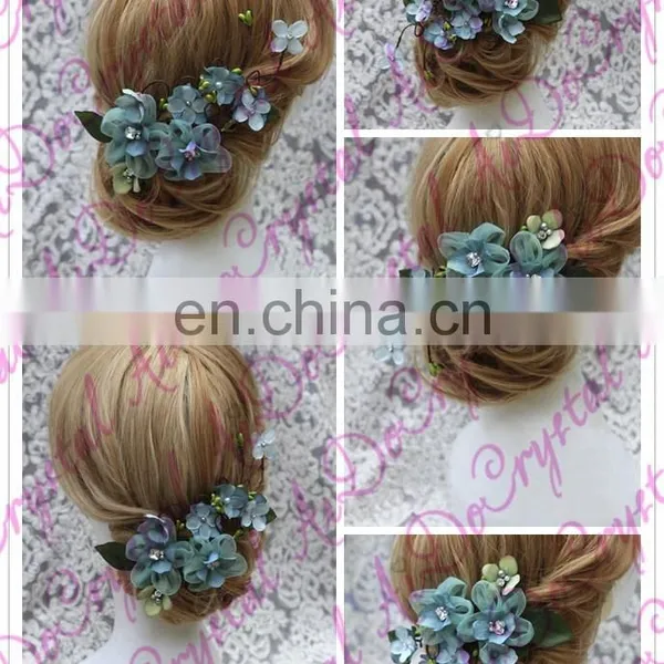 Aidocrystal Classic Green Floral Tiaras,artificial Lace Flower Fascinators,rhinestone Headpiece photo-4
