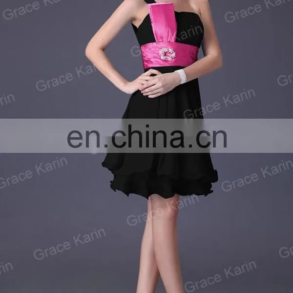 Hot Selling! Grace Karin Women's One Shoulder Knee Length Chiffon Bridesmaid Dresses CL4095 photo-6