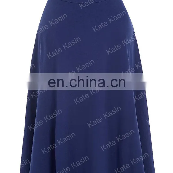 Kate Kasin Occident Women's High Stretchy Navy Cotton High Waist A Line Flared Skirt KK000279-2 photo-4