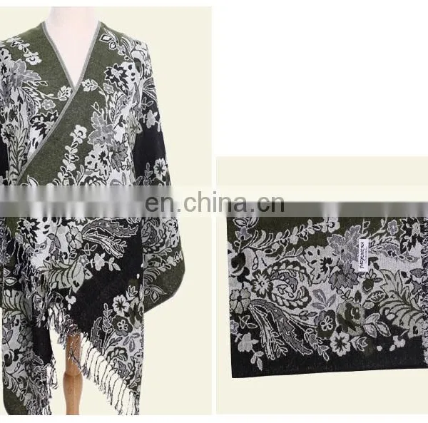 Wholesale Jacquard Vintage Pattern Bright Colored Shawl& Wrap photo-3