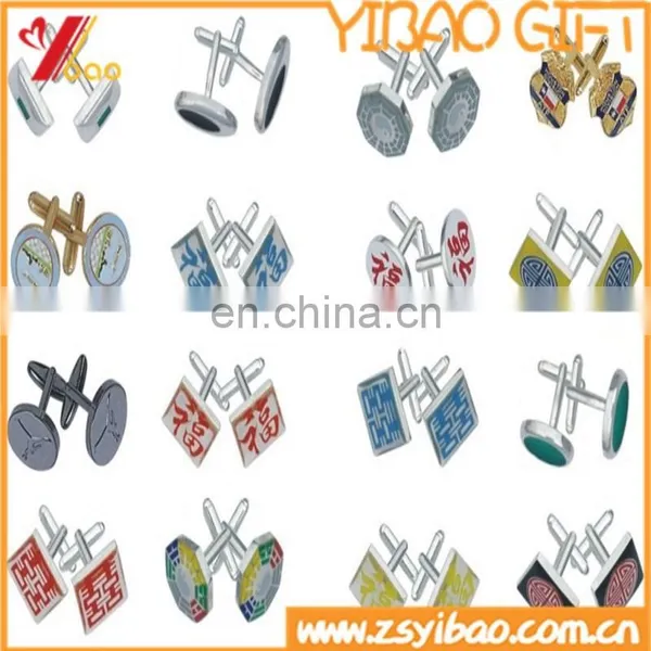 Wholesale custom colorful cufflink with plated silver/gold with cufflink box