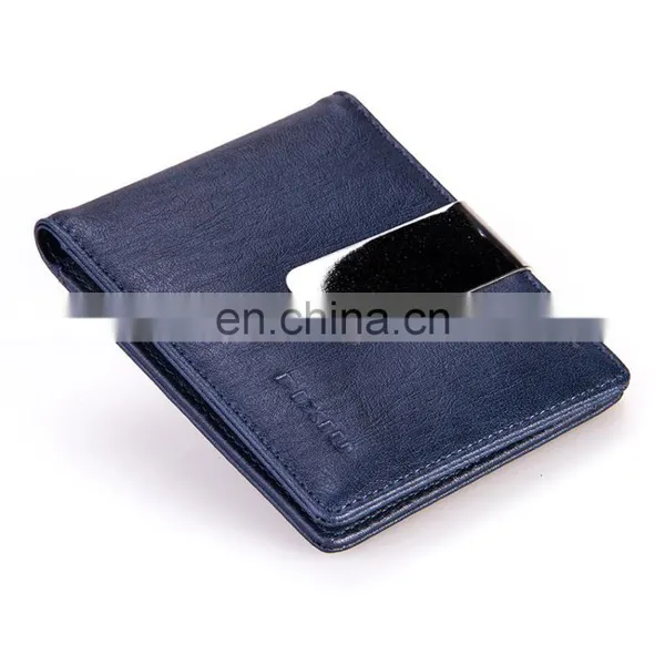 New Design Bule Leather Promotional Wallet Factory Price Money Clip Wholesale photo-5