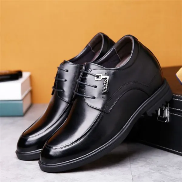 Men Height Increasing Elevator Formal Dress Shoes Leather for Wedding Party photo-2