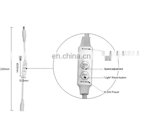 DC12V Mini 3 Keys Single Color LED Controller Brightness Dimmer for Led Lights photo-2