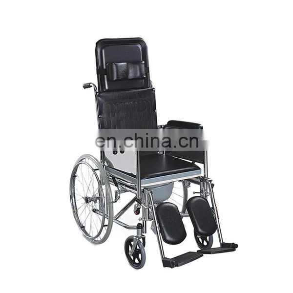 Foldable Chromed Steel Hospital Medical Commode Chair With Solid Castor photo-5